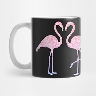 Light Pink Purple Ombre Faux Glitter Flamingos Silhouette Mug